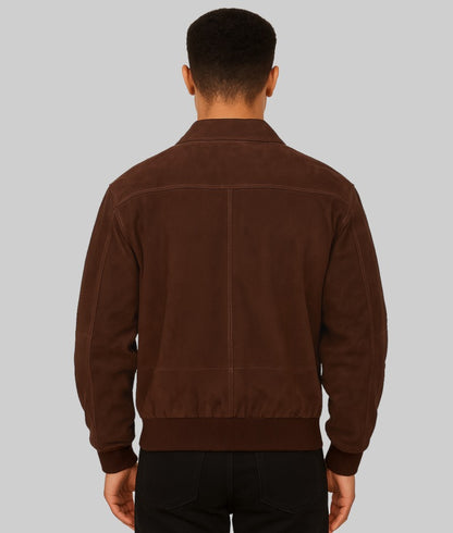Ozzy Men’s Brown Real Suede A2 Flight Bomber Jacket