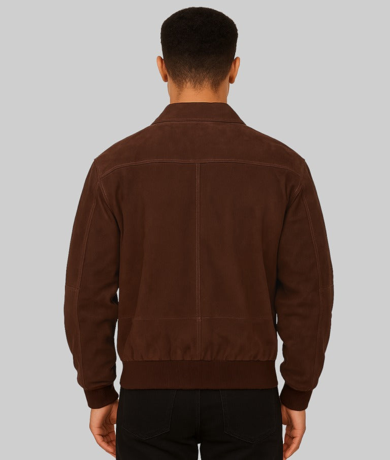Ozzy Men’s Brown Real Suede A2 Flight Bomber Jacket