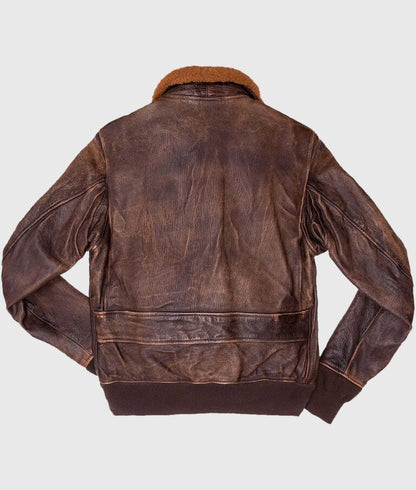 Paul Men’s Distressed Brown G-1 Bomber Leather Jacket – Classic Aviator Style
