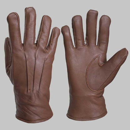 Brown Leather Glove with Faux Fur Lining
