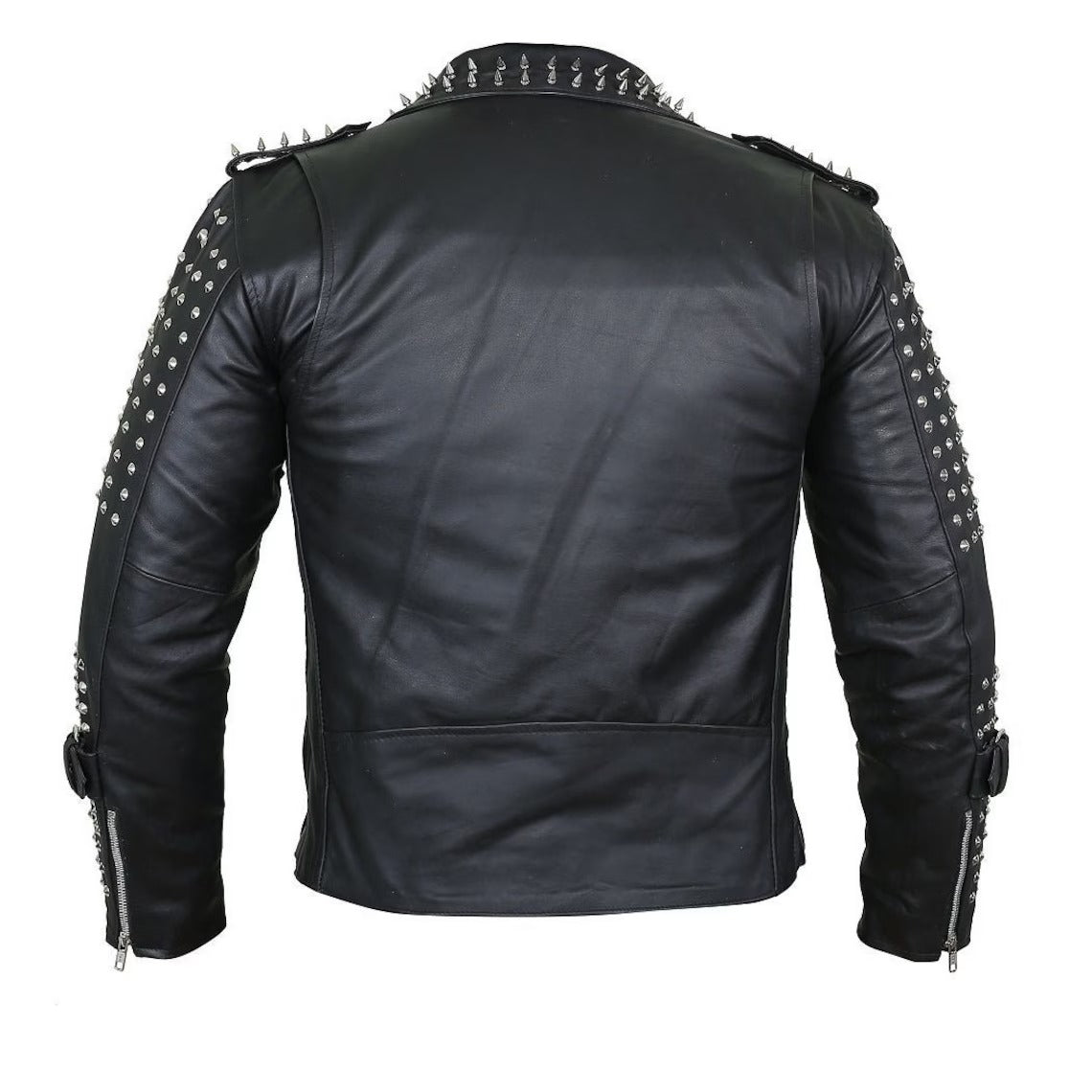 Punk Black Leather Jacket Studded for Men - Edgy Style