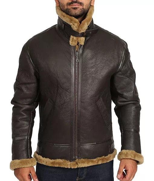 R.A.F Brian Men’s Brown Shearling Leather Bomber Jacket