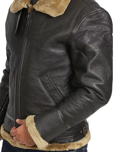 R.A.F Brian Men’s Brown Shearling Leather Bomber Jacket