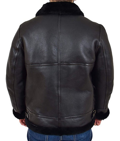 R.A.F Paddy Mystic Black B3 Shearling Leather Bomber Jacket