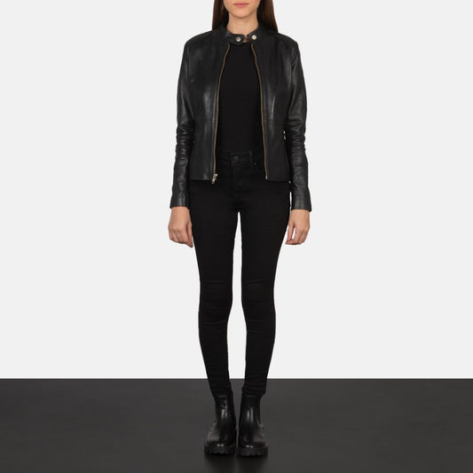 Rave Women's Black Leather Biker Jacket - Bold & Beautiful