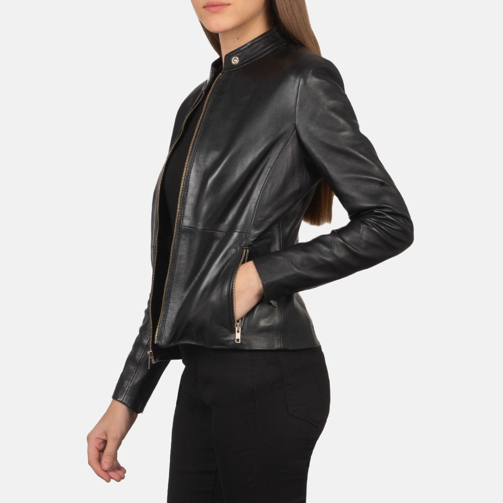 Rave Women's Black Leather Biker Jacket - Bold & Beautiful