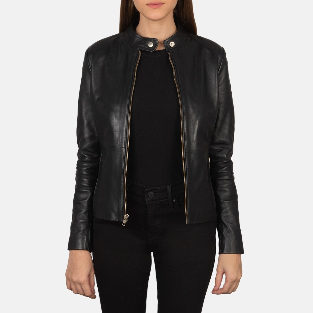 Rave Women's Black Leather Biker Jacket - Bold & Beautiful