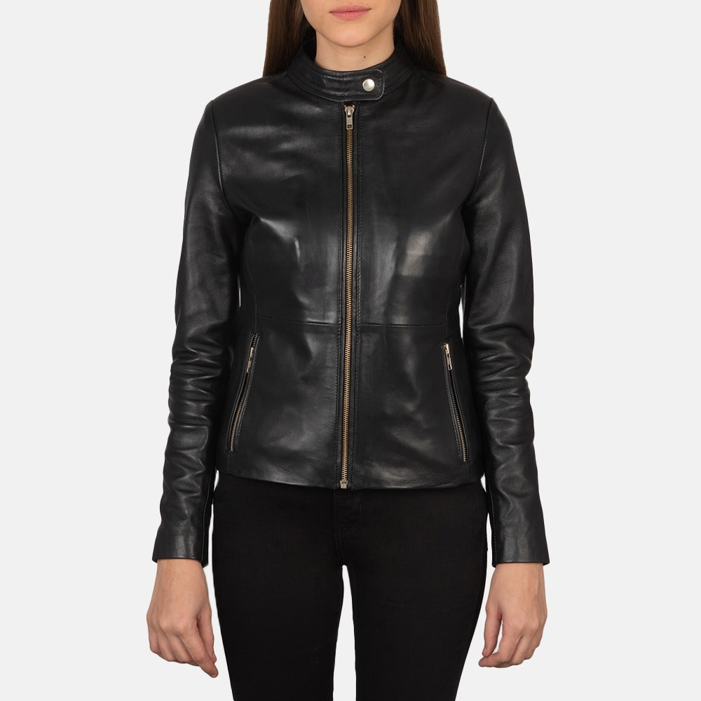 Rave Women's Black Leather Biker Jacket - Bold & Beautiful