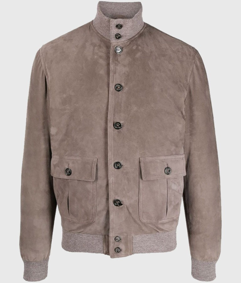 Ray Men’s Light Grey Suede A-1 Bomber Jacket – Timeless Smart Casual Outerwear