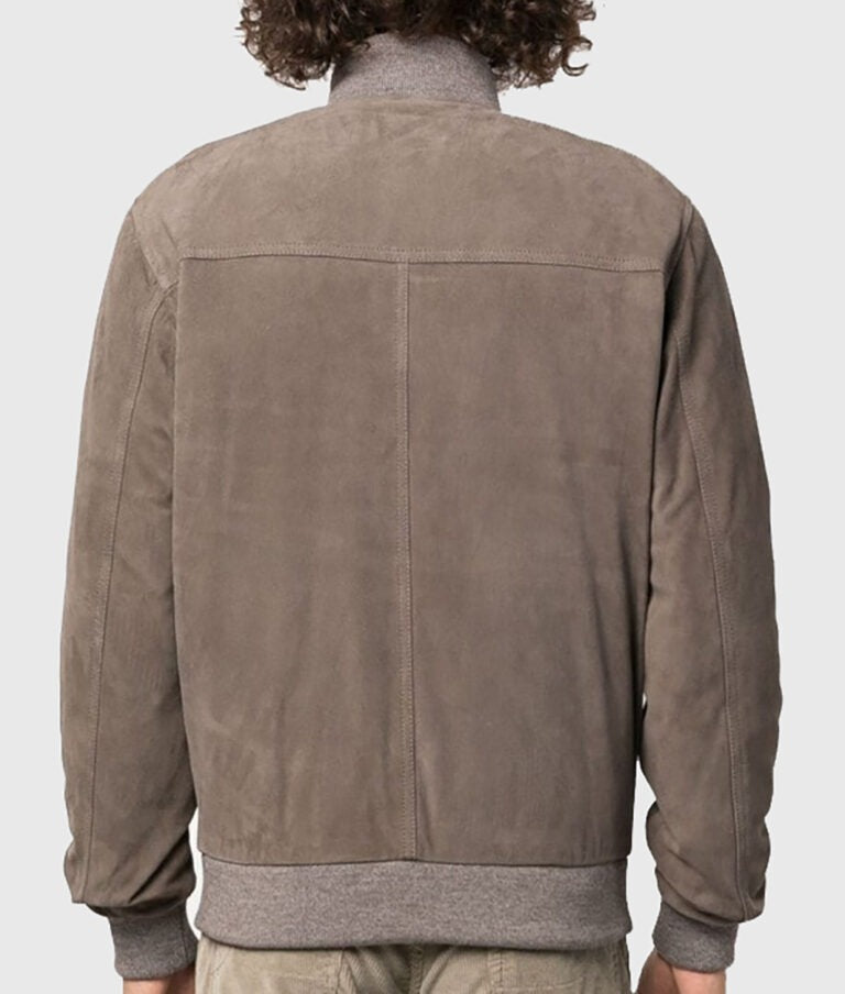 Ray Men’s Light Grey Suede A-1 Bomber Jacket – Timeless Smart Casual Outerwear