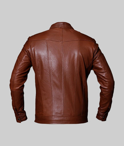 Reid Men’s Brown Classic Cafe Racer Rider Leather Jacket