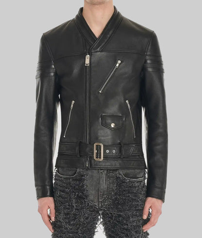 Men’s Ricardo Slim Fit Leather Café Racer Jacket