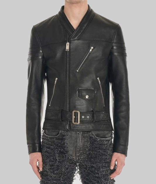 Men’s Ricardo Slim Fit Leather Café Racer Jacket