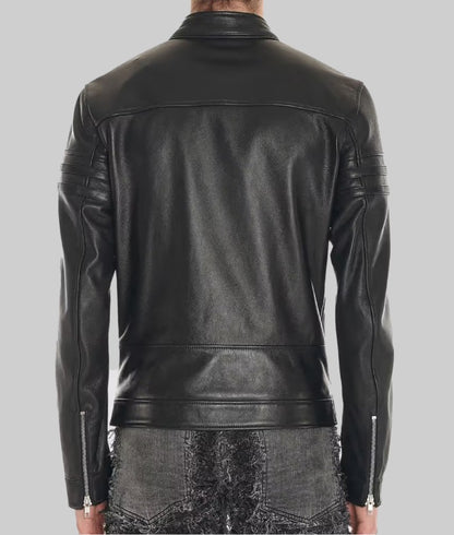 Men’s Ricardo Slim Fit Leather Café Racer Jacket