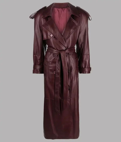 Ricci Women’s Long Brown Genuine Leather Duster Coat
