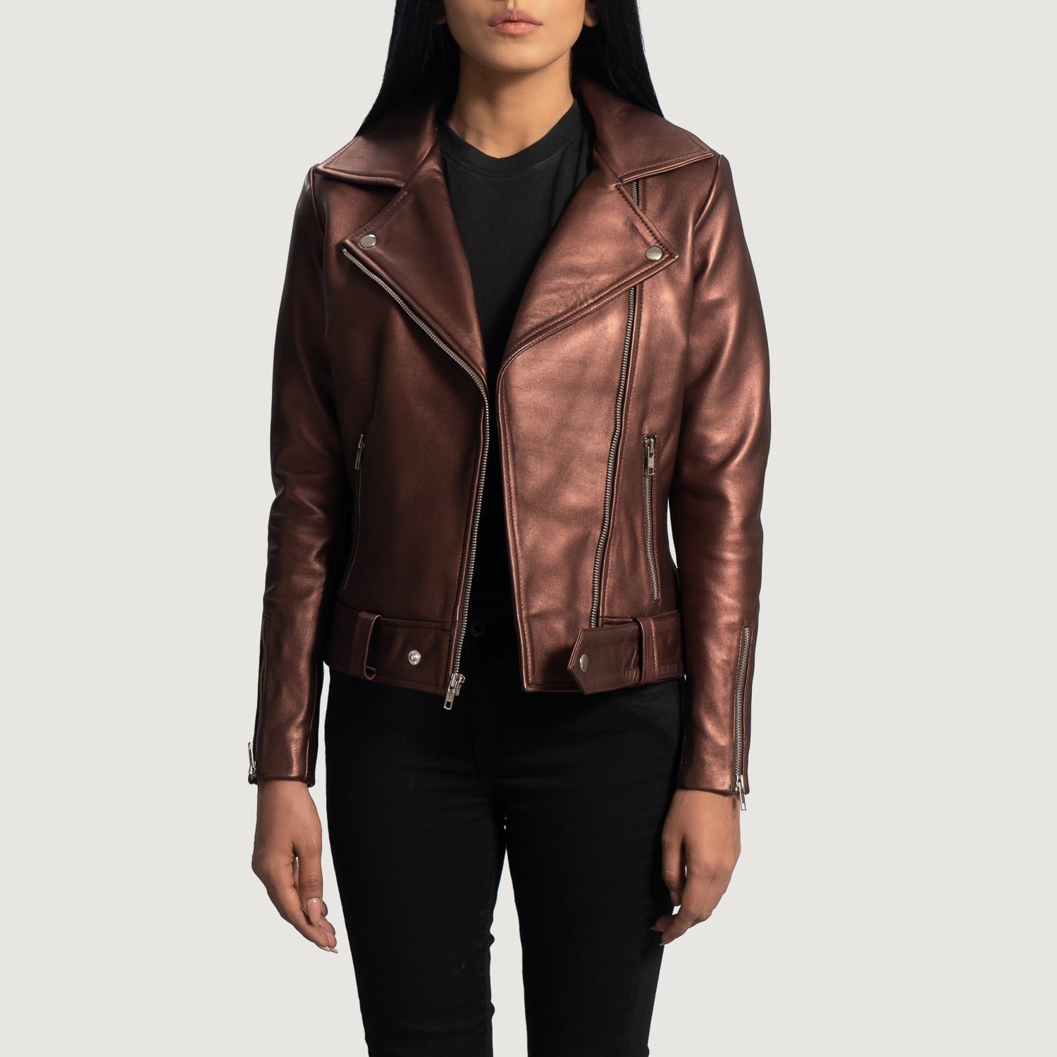 Rumy Maroon Women's Leather Biker Jacket - Chic and Edgy