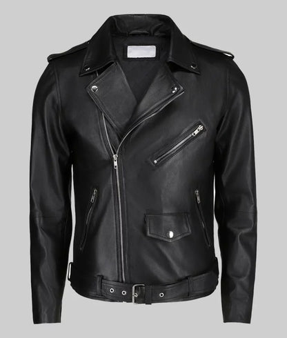 Men’s Classic Black Biker Leather Jacket
