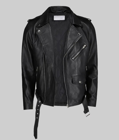Men’s Classic Black Biker Leather Jacket