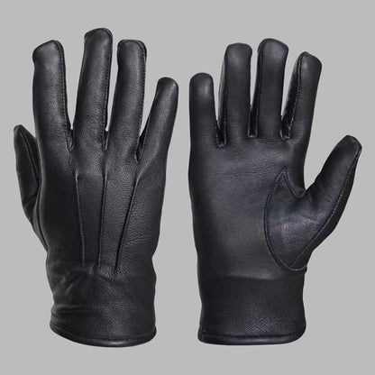 Black Leather Glove with Faux Fur Lining