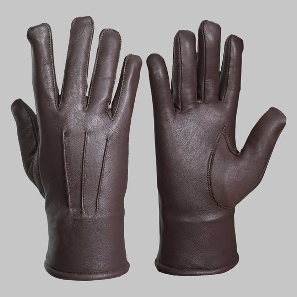 Dark Brown Leather Glove with Faux Fur Lining