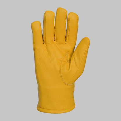 Yellow Leather Glove with Faux Fur Lining