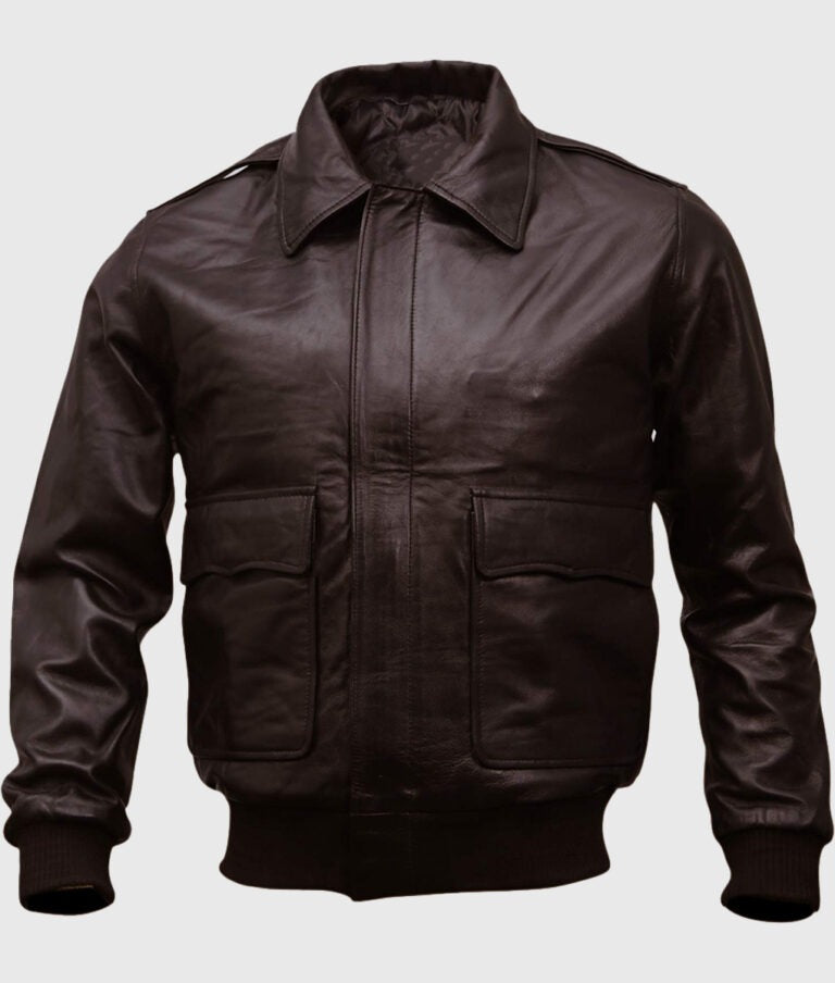 Stuart Men’s Classic Dark Brown A-2 Leather Bomber Jacket