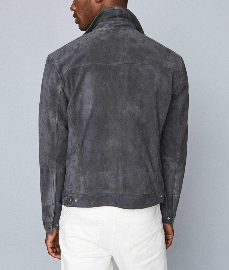 Brent Men’s Grey Suede Classic Trucker Jacket