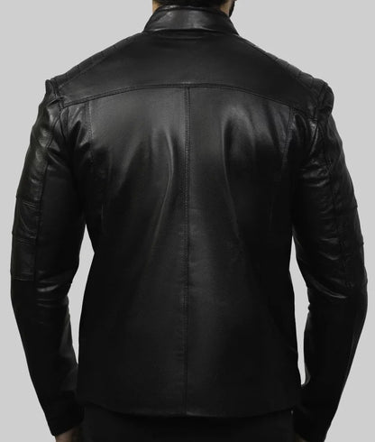 Travis Men’s Real Black Biker Leather Jacket