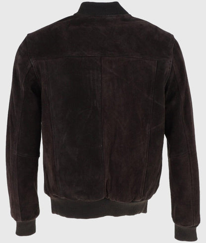 Trevor Men's Dark Brown Suede Leather Bomber Jacket