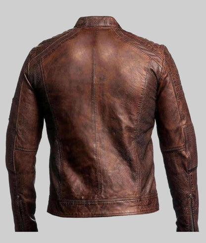 Victor Men’s Brown Distressed Vintage Cafe Racer Leather Jacket