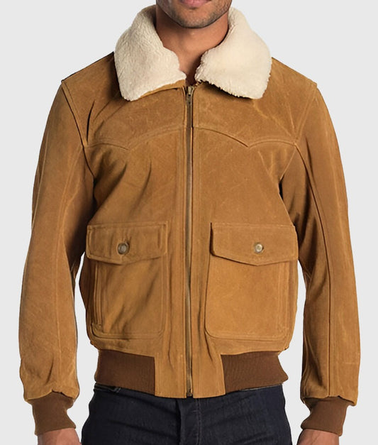 Louis Men’s Brown G-1 Suede Bomber Jacket
