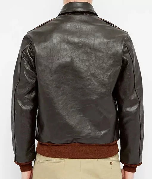 Men’s Vintage Military A-2 Brown Leather Flight Jacket