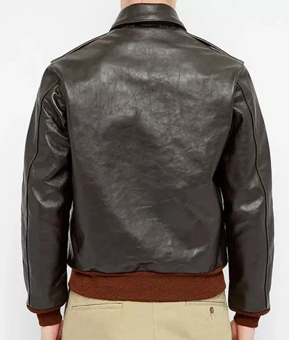Men’s Vintage Military A-2 Brown Leather Flight Jacket