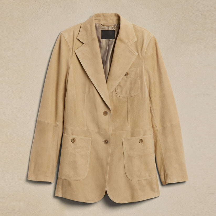 Women's gold western suede leather blazer