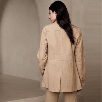 Women's gold western suede leather blazer, view 3