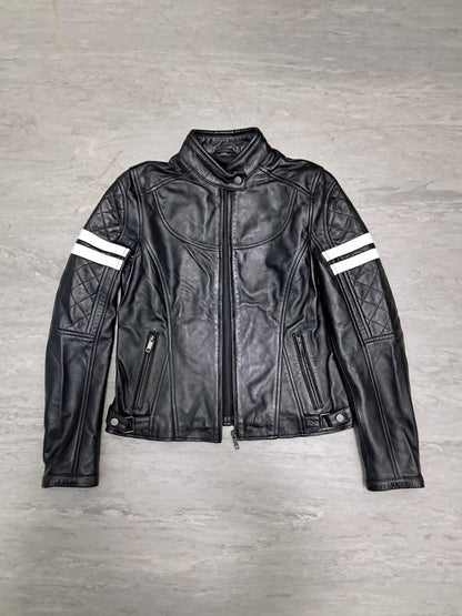 Women’s Black Biker Leather Jacket – Handmade Slim Fit Premium Leather Outerwear
