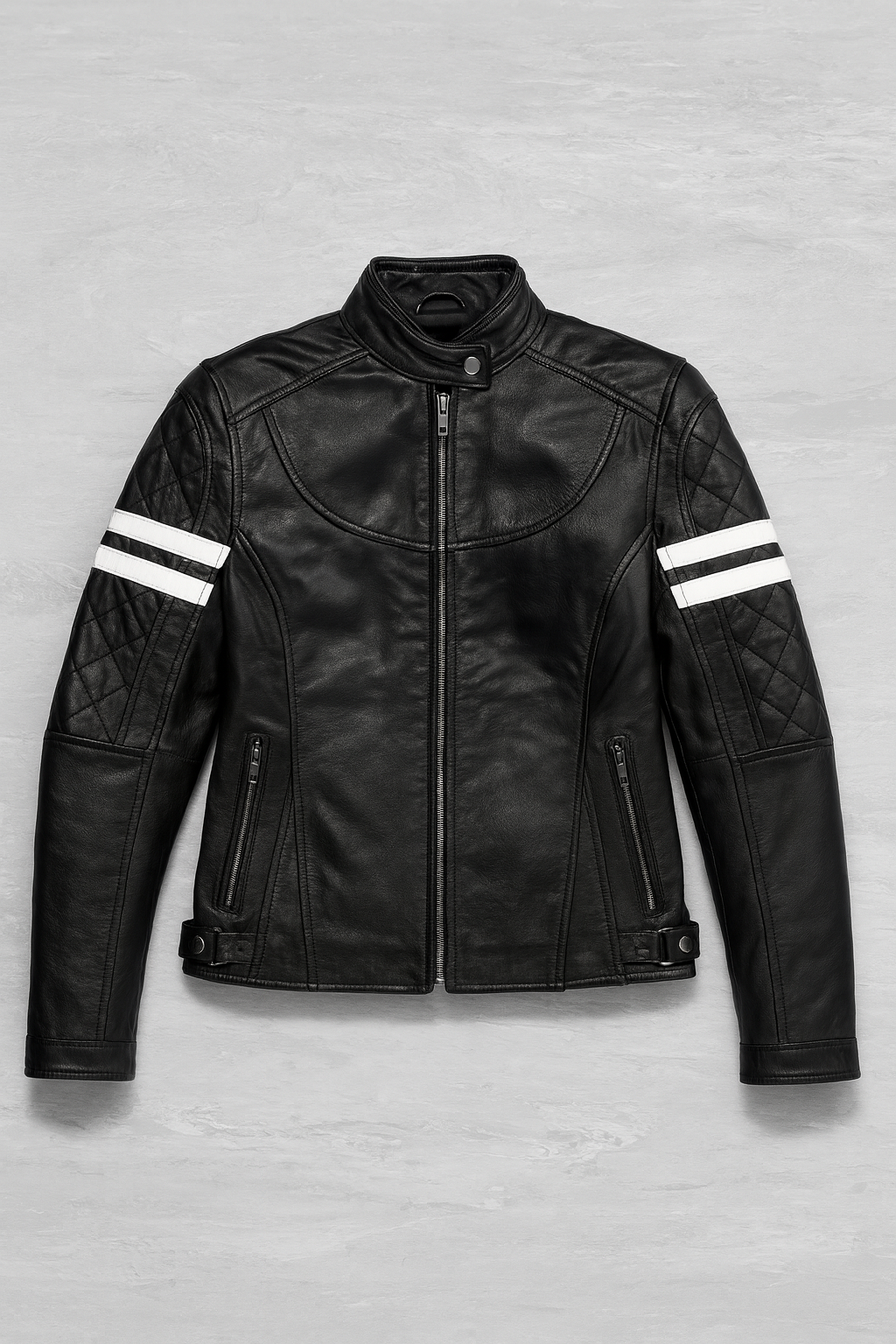 Women’s Black Biker Leather Jacket – Handmade Slim Fit Premium Leather Outerwear