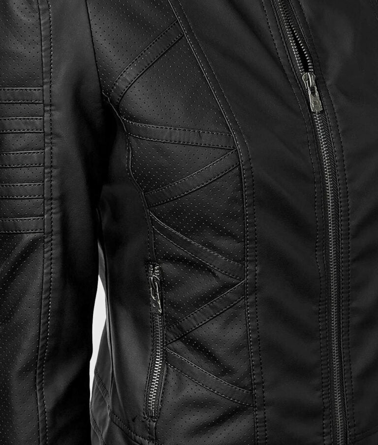 Women’s Black Classic Leather Biker Jacket