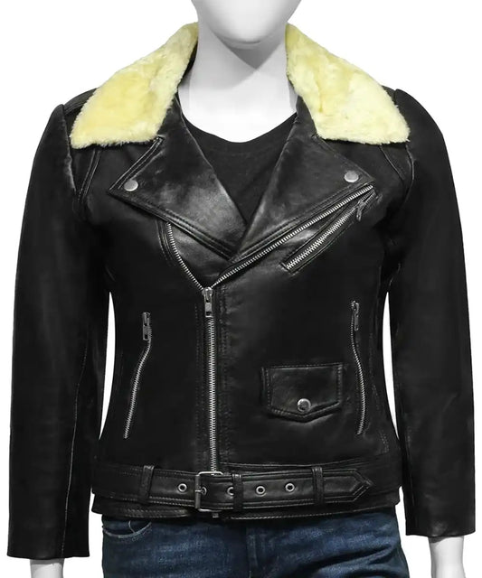 Women’s Black Shearling Leather Jacket – Timeless Winter Elegance in Real Leather