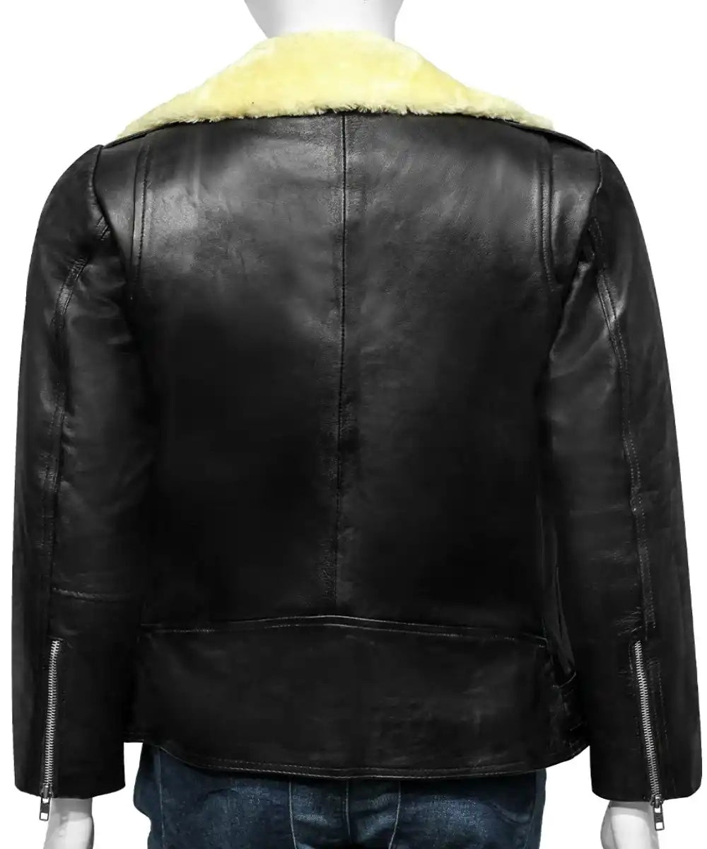 Women’s Black Shearling Leather Jacket – Timeless Winter Elegance in Real Leather
