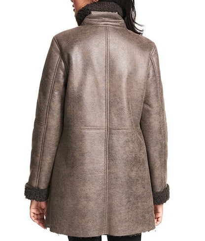 Women’s Brown Aviator Shearling Leather Coat