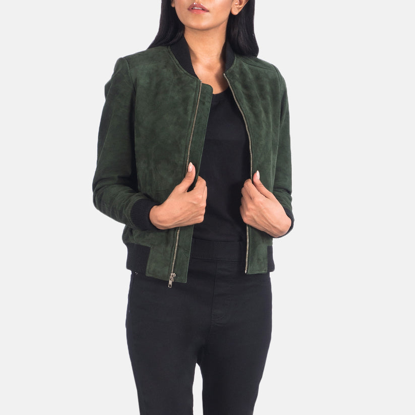 Women's western biker suede leather jacket, view 2