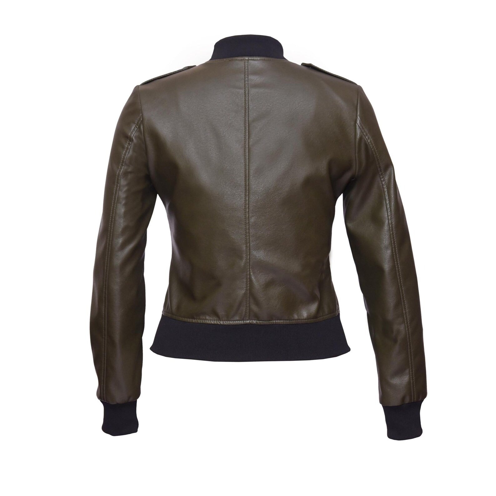 Women’s Olive Lambskin Leather Bomber Jacket – Handmade Biker Style Outerwear