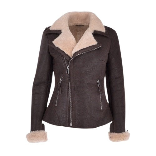 Women’s Trendy Aviator Shearling Bomber Jacket – Modern B3 Style with Cozy Edge