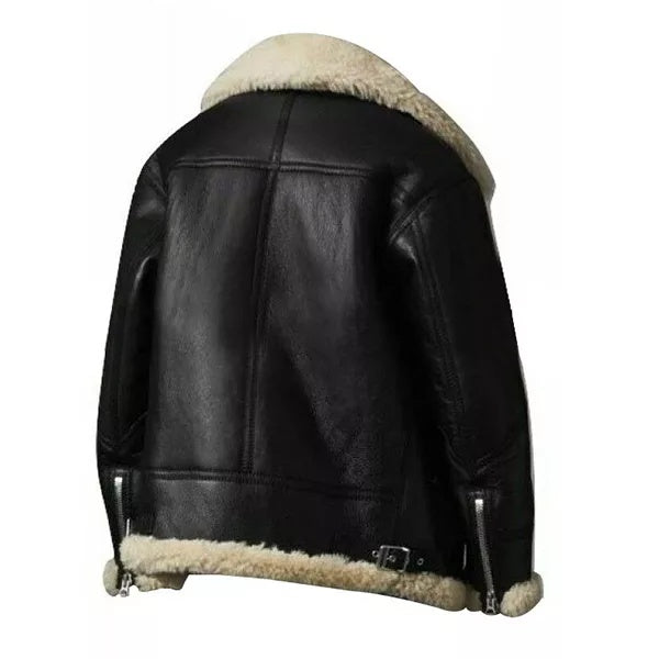 Women’s Trendy Black Aviator Shearling Jacket – Modern B3 Flight Style Outerwear