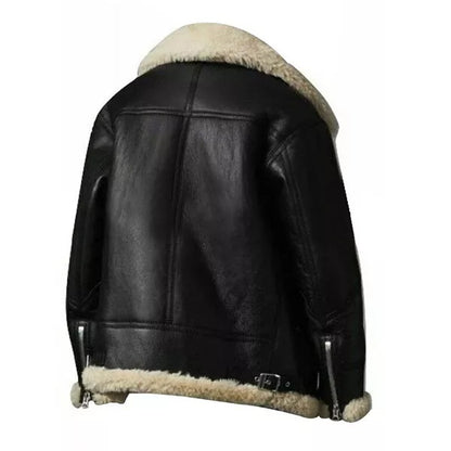 Women’s Trendy Black Aviator Shearling Jacket – Modern B3 Flight Style Outerwear