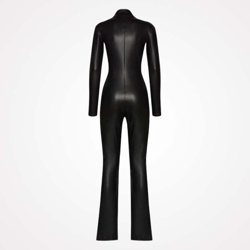 Womens Classy Leather Jumpsuit In Black Glory Store US