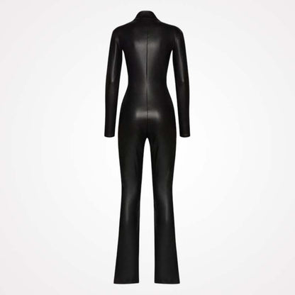 Womens Classy Leather Jumpsuit In Black Glory Store US