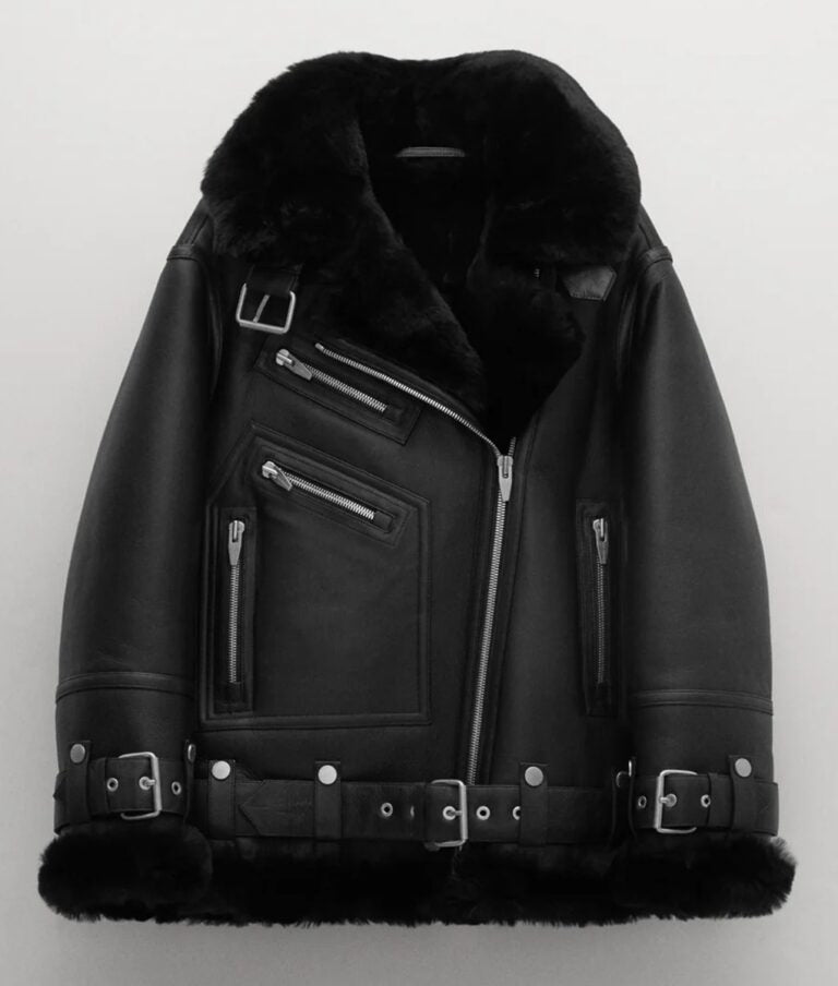 Women’s Brown Shearling Aviator Leather Jacket