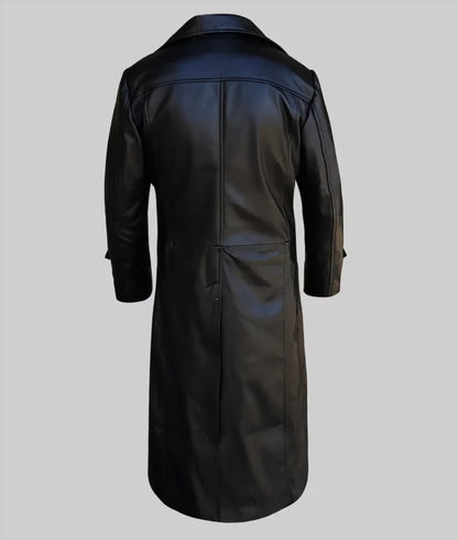 Zen Men’s Black Modern Leather Trench Coat